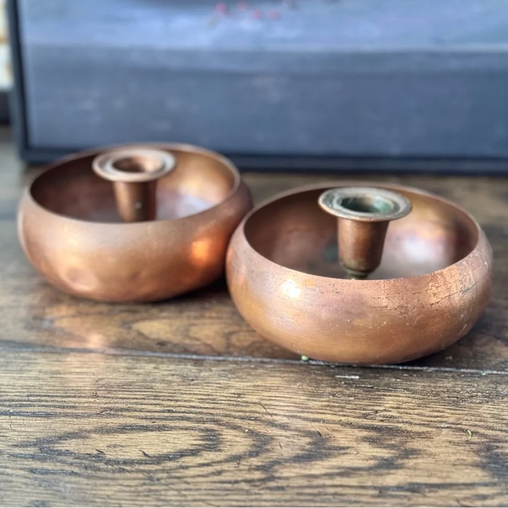 Vintage 2/ Coppercraft Copper Candlesticks Holder - Mid Century
